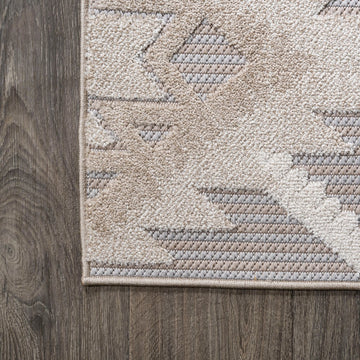 Sumak High-low Pile Neutral Diamond Kilim Area Rug
